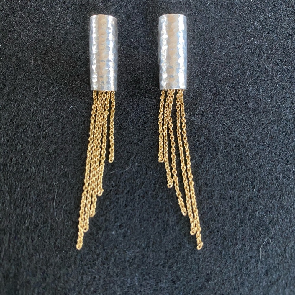 Silver and gold dangle earrings